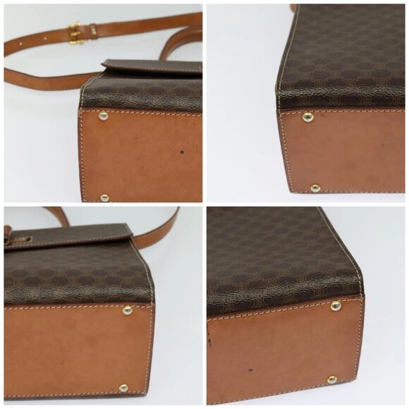 CELINE Macadam Canvas Hand Bag PVC Leather 2way Brown Gold - Picture 16 of 16